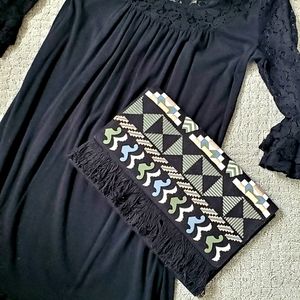 Stella & Dot black clutch with aztec design